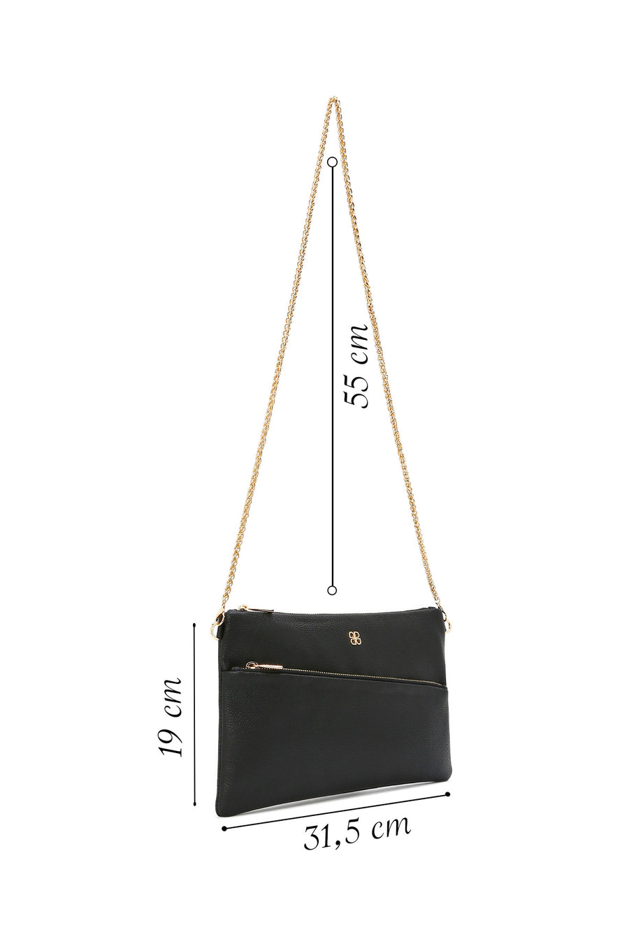 Women's Black Long Chain Strap Clutch Bag