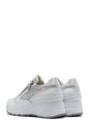 Women's White Wedge Heeled Lace-up Leather Sneaker | Derimod