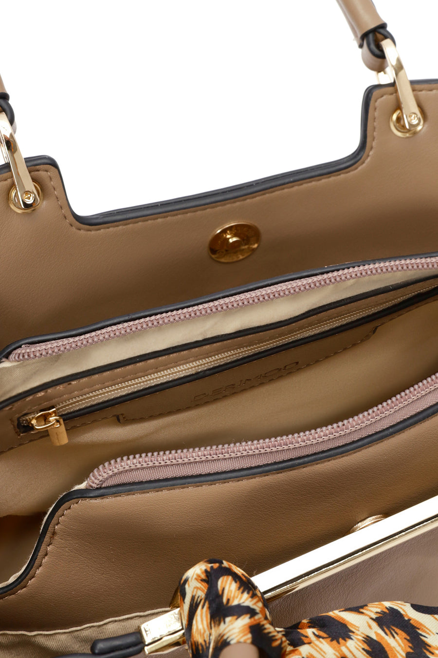 Women's Beige Long Strap Handbag with Accessory Detail