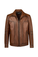 Alfred Male Cinnamon Leather Coat | Derimod