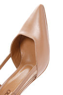 Women's Pink Open-Back Heeled Leather Shoes | Derimod