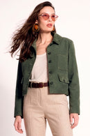 Cassandra Woman Green Slim-Fit Suede Leather Jacket | Derimod