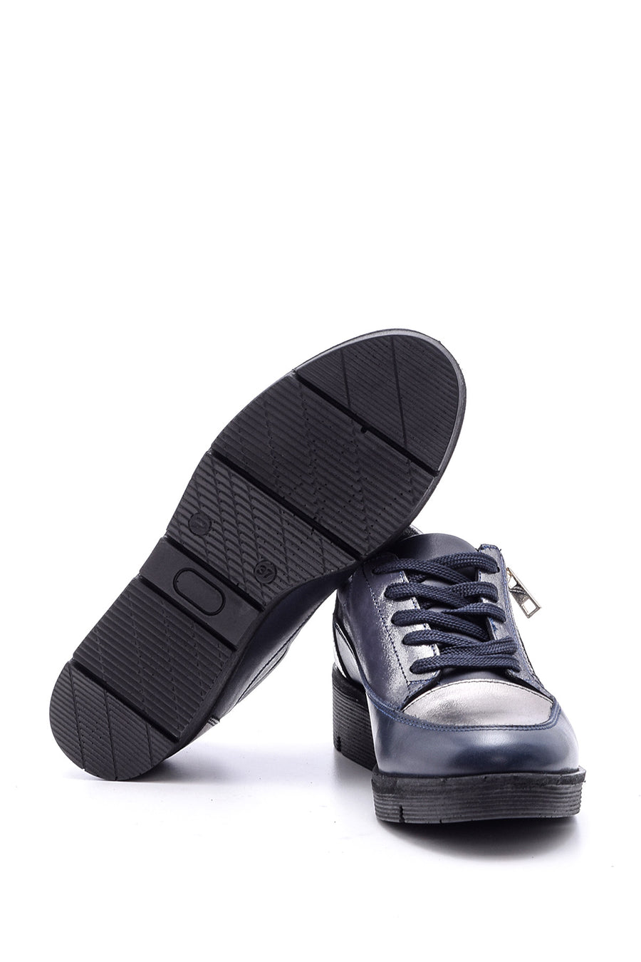 Women's Zipper Detailed Leather Sports Shoes