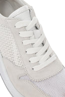 Women's White Thick Heeled Lace-up Leather Sneaker | Derimod