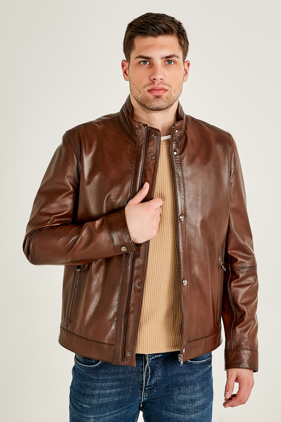 Fabian Men's Leather Jacket 19SGE632847 | Derimod