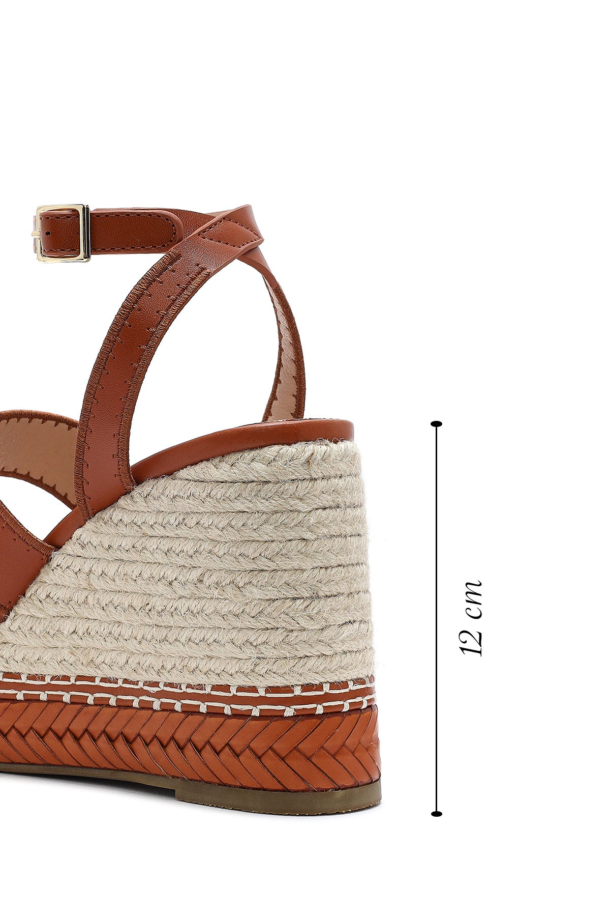 Kadın Taba Bilekten Tokalı Dolgu Topuklu Espadril Sandalet