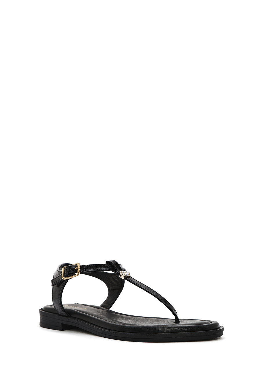 Women's Black Patent Leather Flip-Flop Sandals