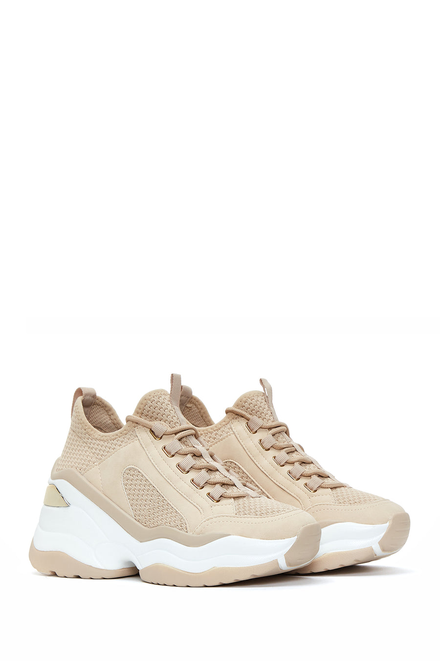 Kadın Bej Kalın Tabanlı Sneaker