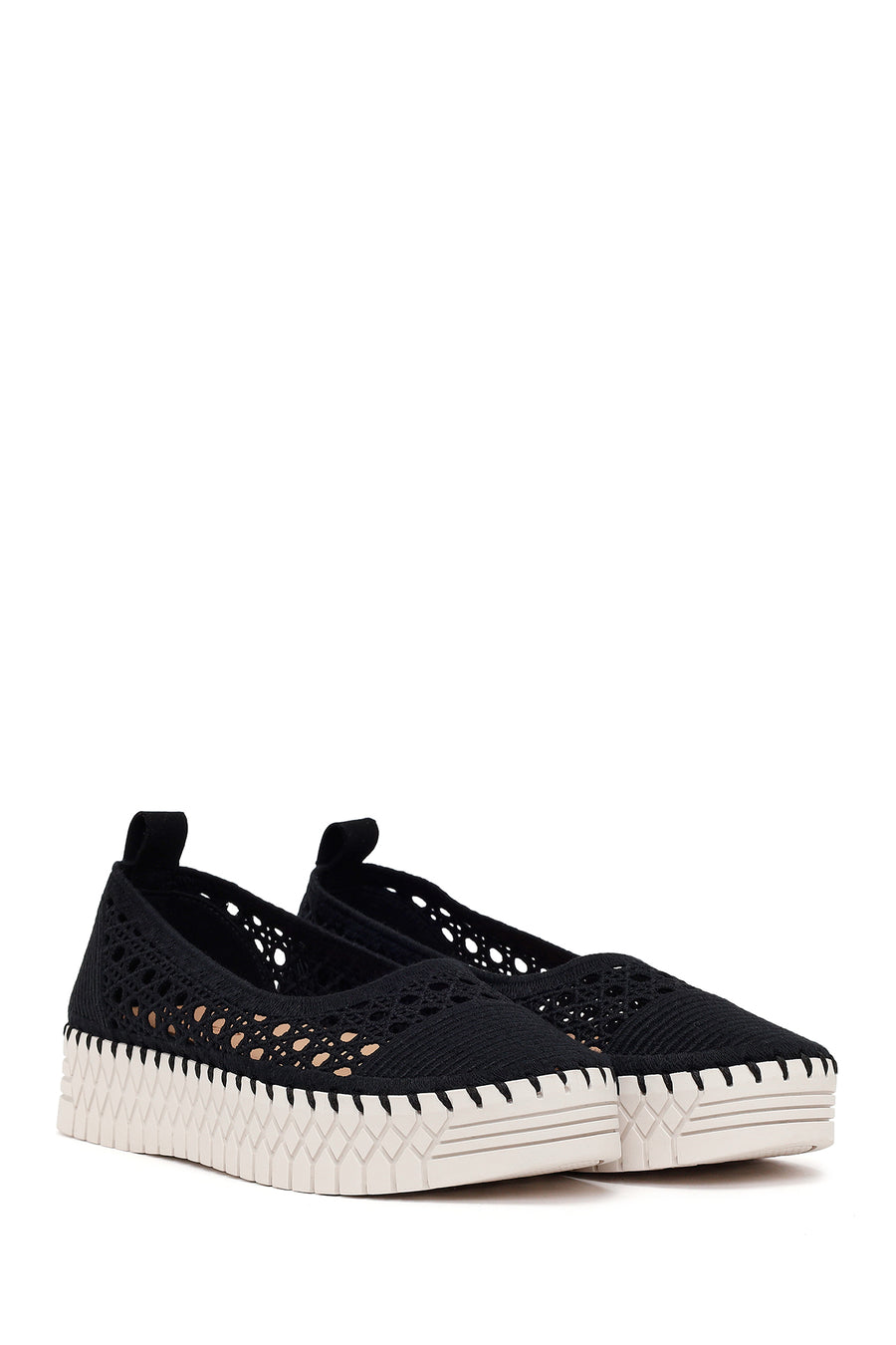 Woman Black Thick-Soled Fabric Casual Shoes