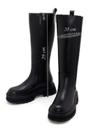 Women's Black Zippered Leather Boots | Derimod