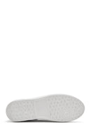 Women's White Lace-up Thick-Sole Leather Sneaker | Derimod