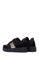 Women's Black Leather Thick Soled Sneaker | Derimod