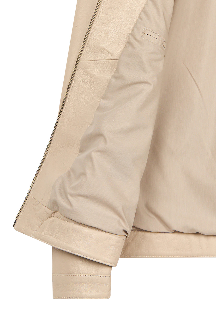 Oscar Male Beige Zip-Up Leather Jacket