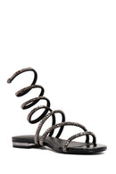 Women's Black Ankle Strap Stone Sandals | Derimod