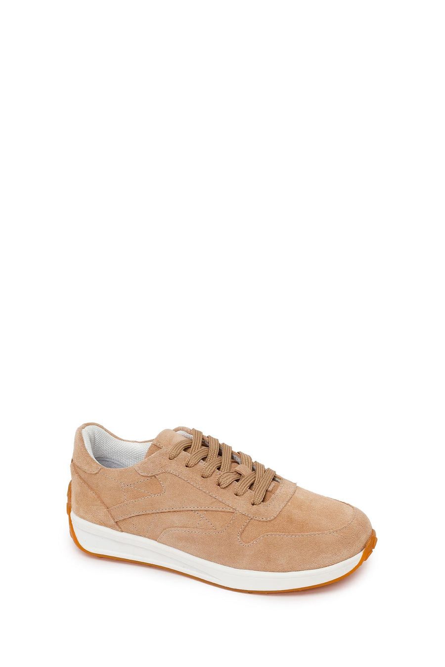 Kadın Bej Bağcıklı Süet Deri Sneaker