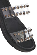 Women's Black Transparent Stone Slippers | Derimod