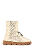 Women's Gold Knit Patterned Metallic Casual Boots | Derimod