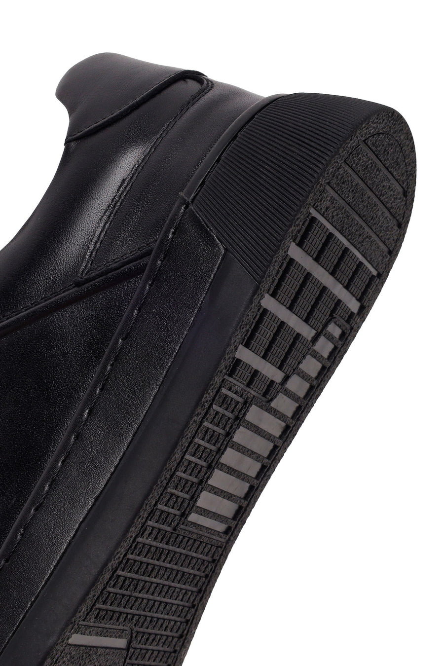 Erkek Siyah Bağcıklı Deri Sneaker