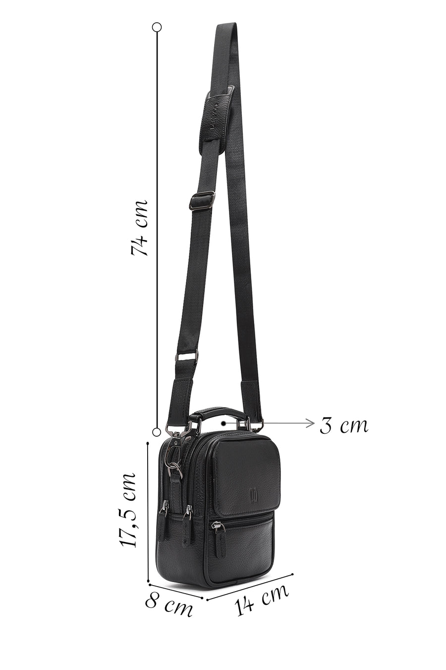 Men's Black Leather Handbag