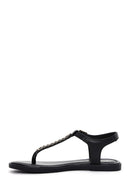 Women's Black Leather Sandals | Derimod