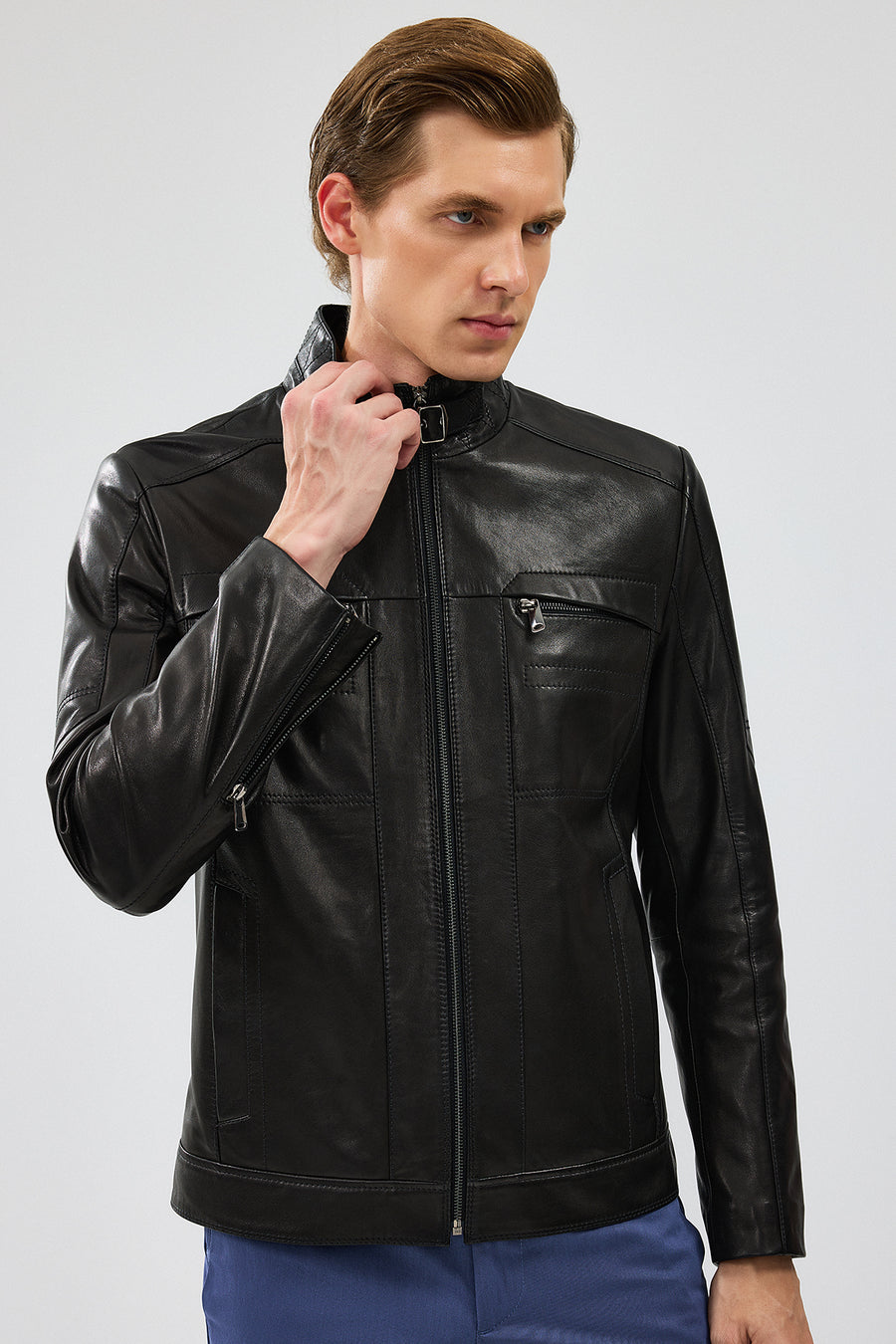 Xavier Men's Black Leather Jacket