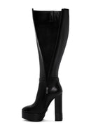 Women's Black Platform High Heel Leather Boots | Derimod