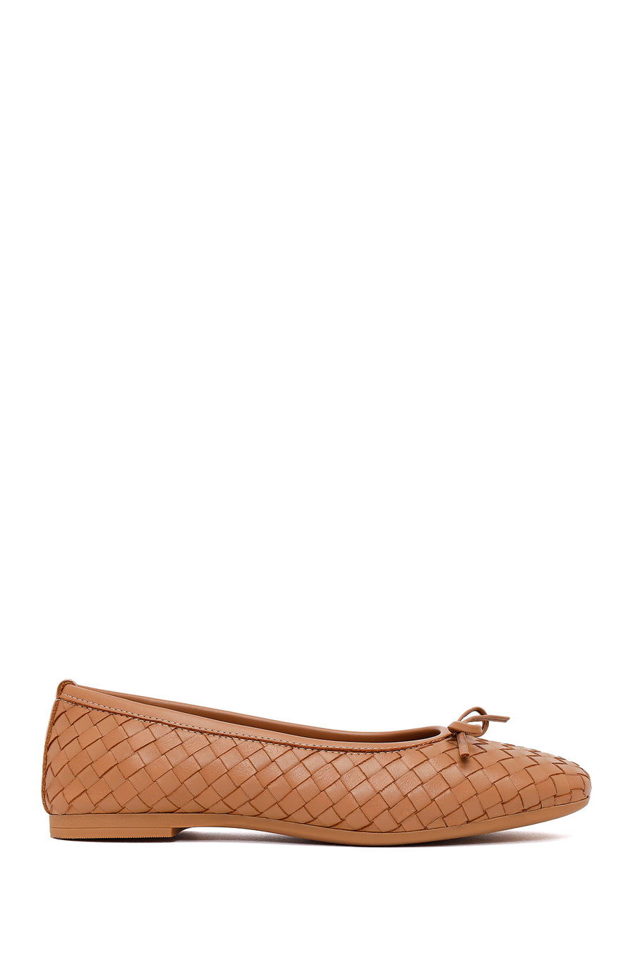 Woman Beige Braided Leather Ballet Flat 26PFD270229 | Derimod
