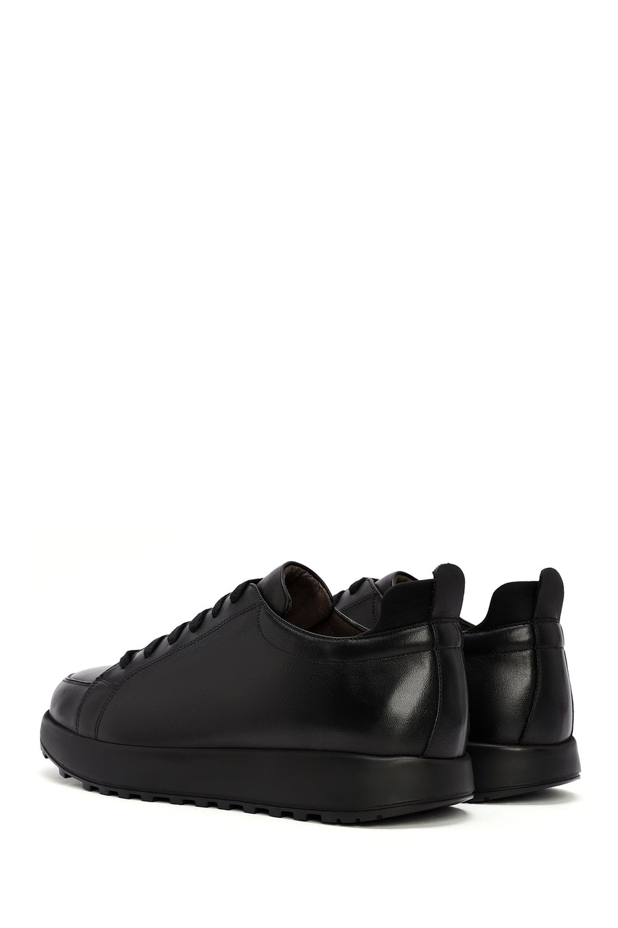 Men's Black Lace-Up Leather Sneakers