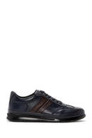 Men's Navy Blue Leather Casual Sneaker | Derimod