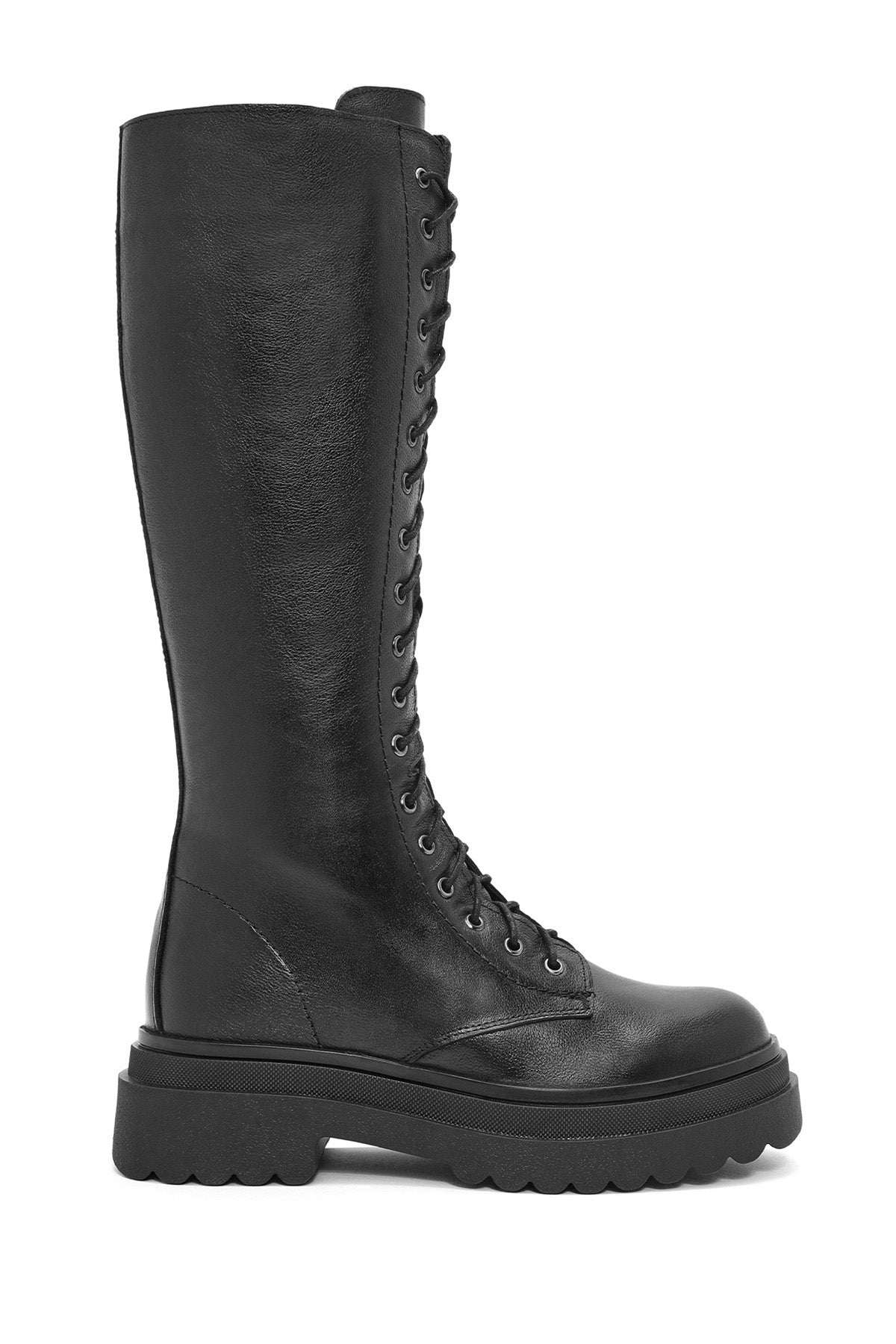 Women's Black Zippered Leather Boots 24WFD183818 | Derimod