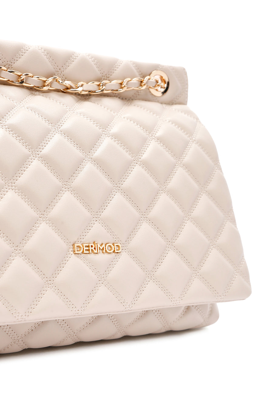 Women's Beige Long Strap Quilted Shoulder Bag
