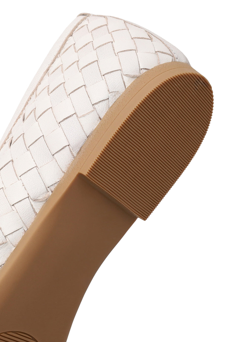 Woman White Braided Leather Ballet Flat