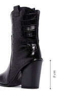 Women's Black Leather Heeled Cowboy Boots | Derimod