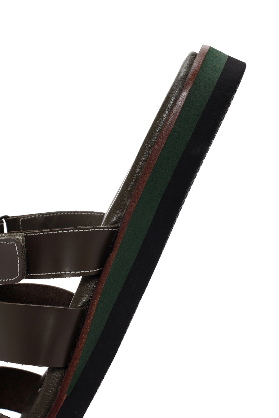 Women's Green Leather Comfort Slippers