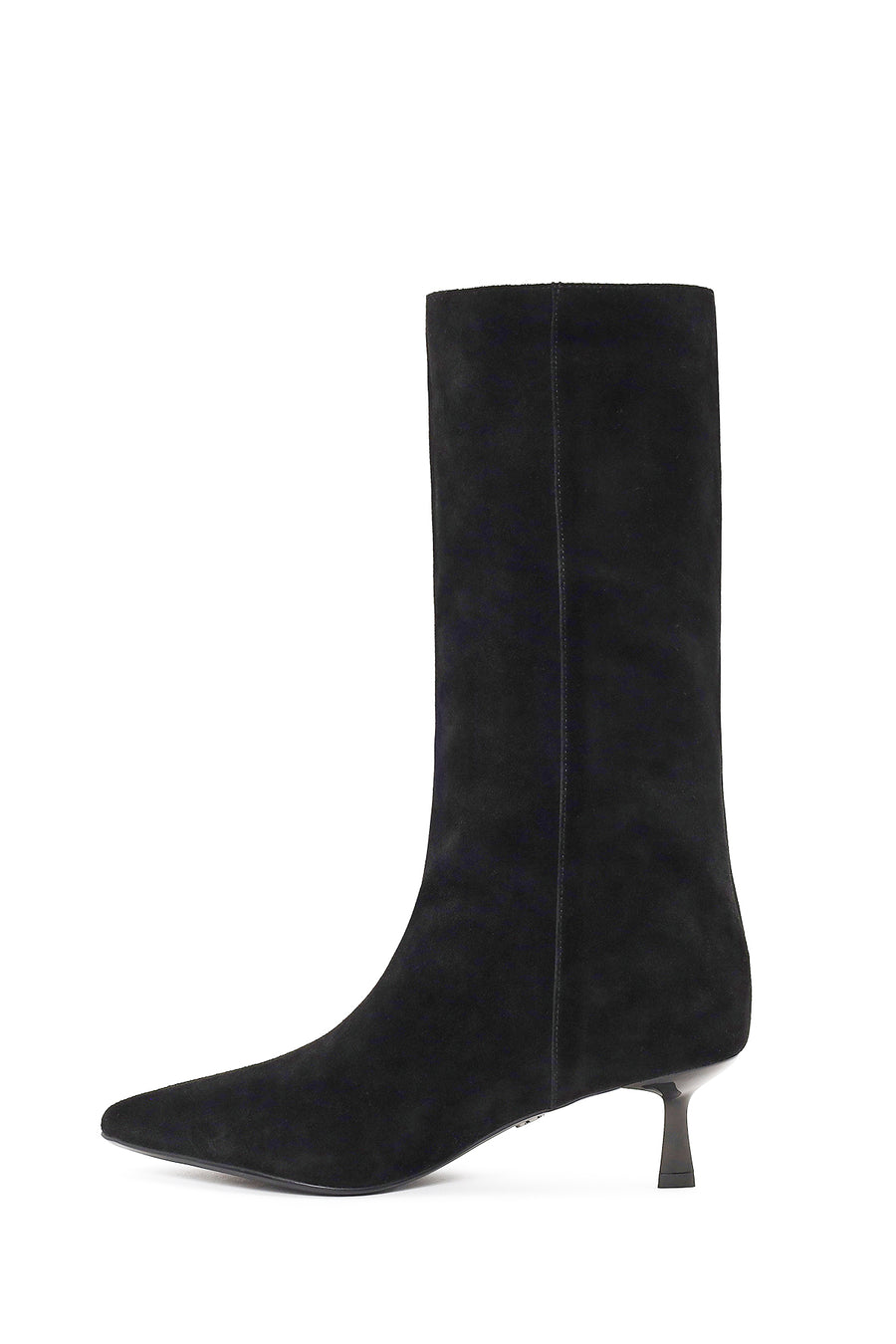 Woman Black Thin-Heeled Suede Boot