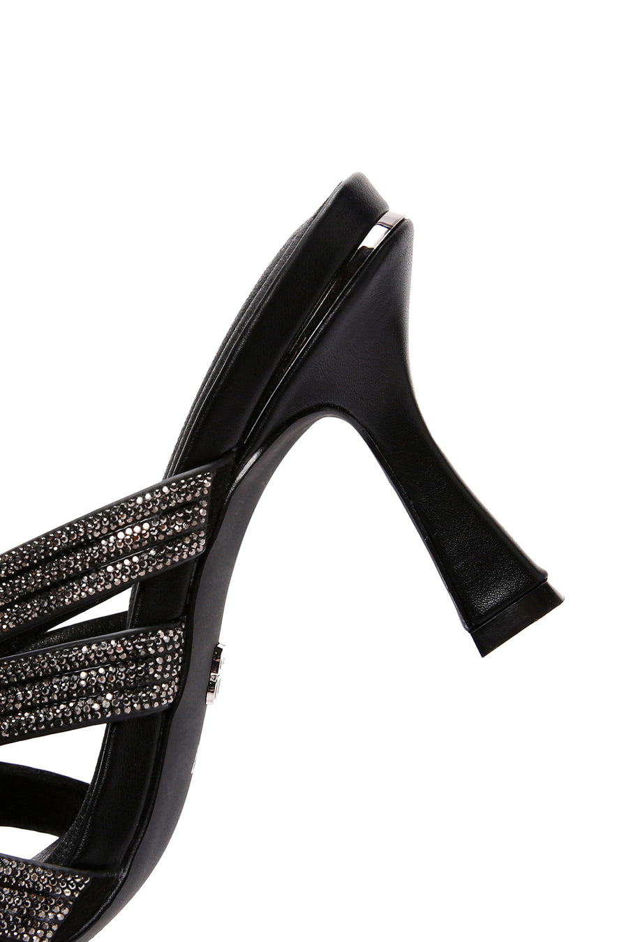 Women's Black Stone Thin Heeled Slippers