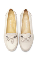 Women's Beige Leather Thick Soled Comfort Shoes | Derimod