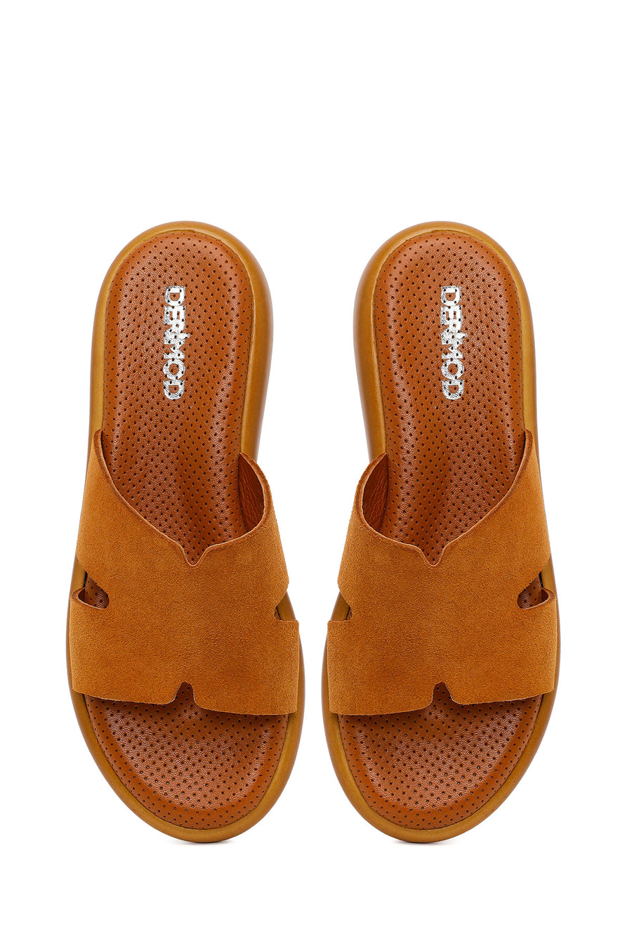 Woman Tan Suede Leather Slippers