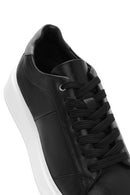 Men's Black Lace-up Thick-Sole Leather Sneaker | Derimod