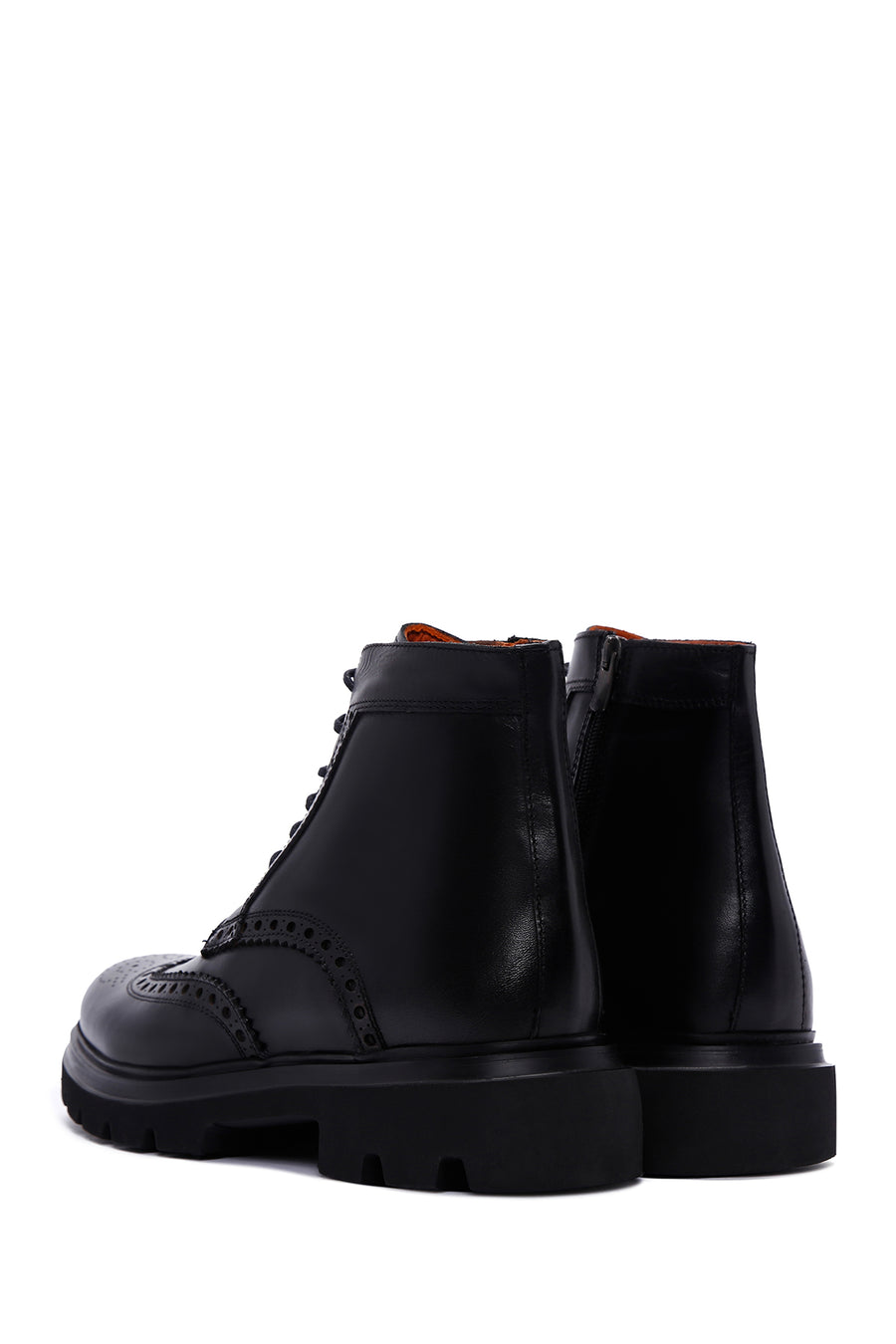 Men's Black Leather Zippered Boots