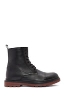 Men's Black Zippered Lace-Up Leather Combat Boots | Derimod