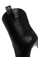 Women's Black Thin Heeled Leather Boots | Derimod