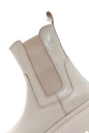 Women's Beige Leather Thick Soled Chelsea Boots | Derimod