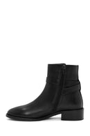 Women's Black Zippered Leather Boots | Derimod