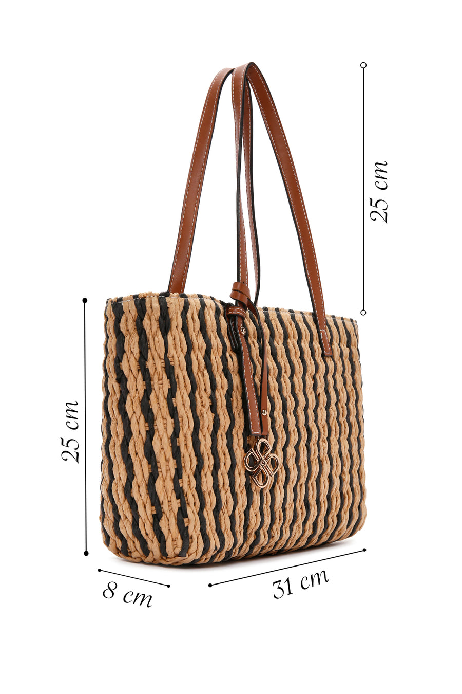 Women's Black Straw Shoulder Bag