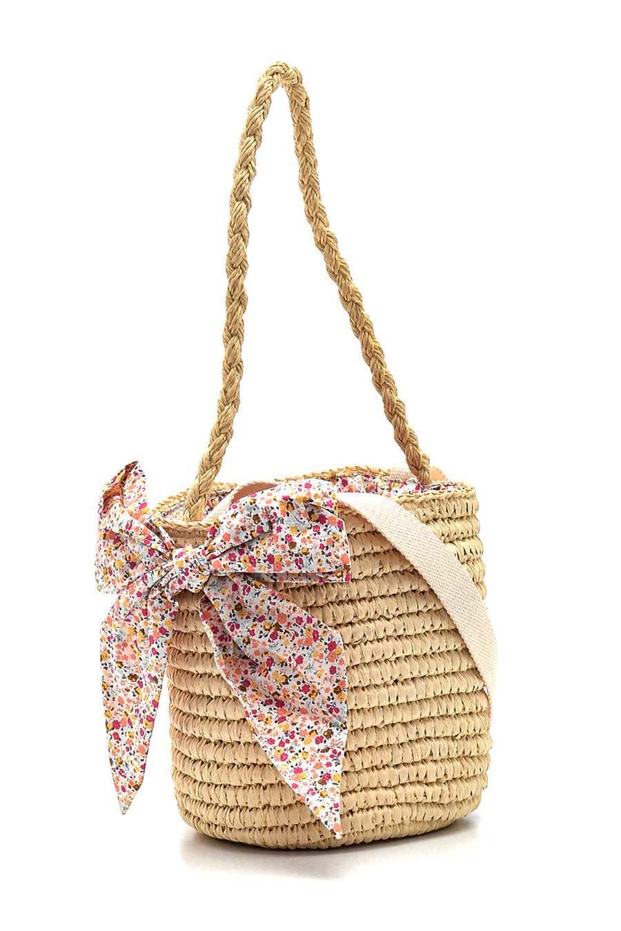 Women's Straw Handbag with Accessory Detail