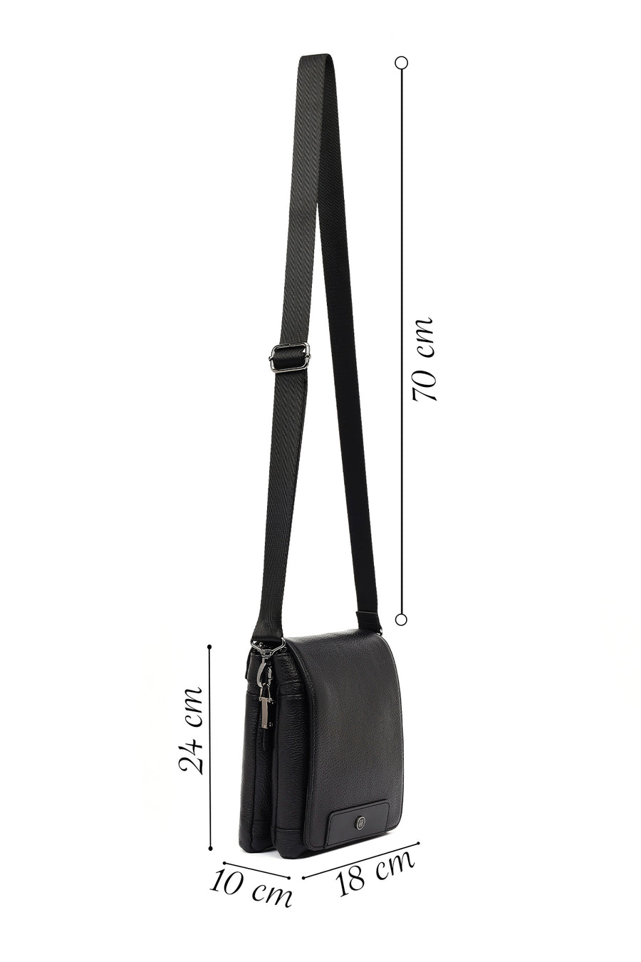 Male Black Leather Messenger Bag