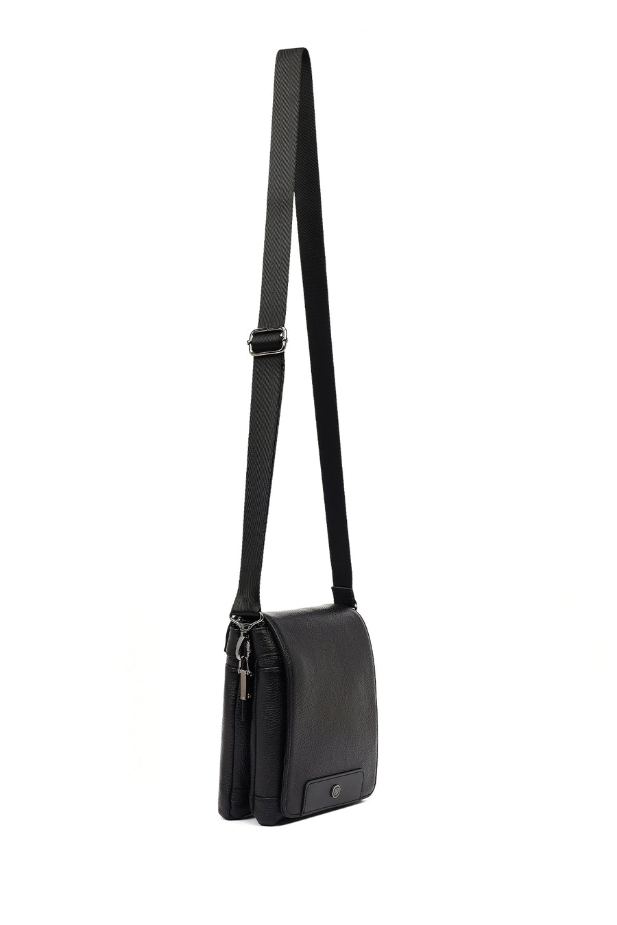 Male Black Leather Messenger Bag