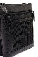 Male Black Leather Messenger Bag | Derimod