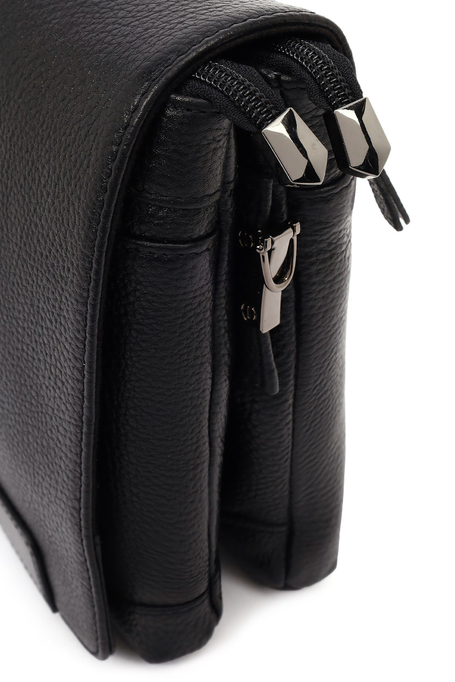 Male Black Leather Messenger Bag
